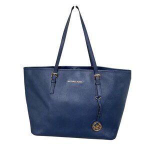 Michael Kors Jet Set Leather Tote Bag in Navy Blue